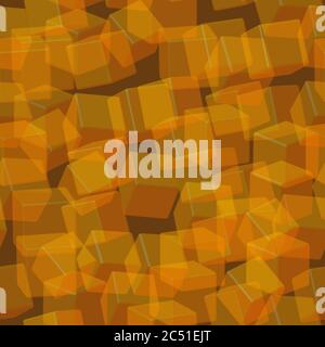 Golden Transparent Cubes Seamless Pattern, 3D Illustration Stock Vector