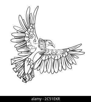Line art of a cartoon eagle Stock Vector