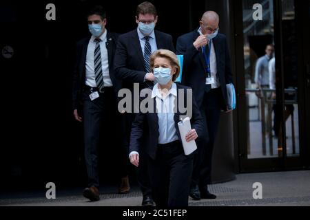 Brussels, Belgium. 30th June, 2020. EU Council President Charles Michel and EU Commission President Ursula von der Leyen attend a media conference after an EU-Republic of Korea summit. Credit: ALEXANDROS MICHAILIDIS/Ģ����ý Live News Stock Photo