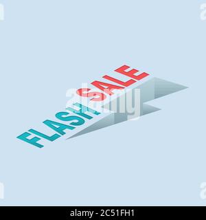 Flash sale with thunder vector illustration for promotion element. You can use for banner on promotion advertising poster and banner web. Stock Vector