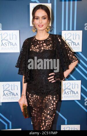 Nicole Trunfio (The Face) arrives on the red carpet for the 12th annual ASTRA awards at The Carriageworks in Sydney. Stock Photo