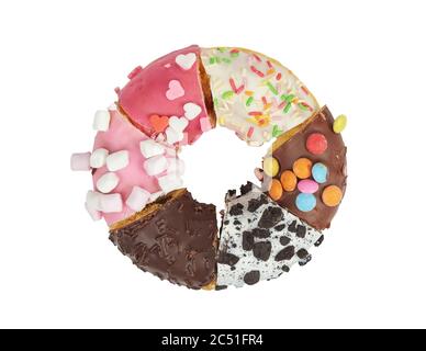 assorted donuts with chocolate frosted, glazed and sprinkles Stock Photo