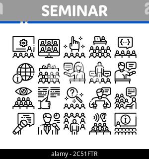 Seminar Conference Collection Icons Set Vector Stock Vector