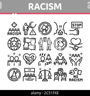 Racism Discrimination Collection Icons Set Vector Stock Vector