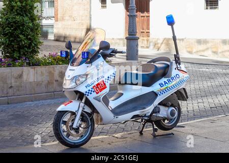 Jaen, Spain - June 18, 2020:  Motorcycle of the local police in Jaen, Spain Stock Photo