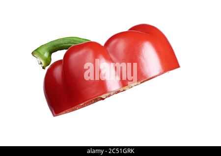 cross section of a sweet red bell pepper isolated on white background with clipping path Stock Photo