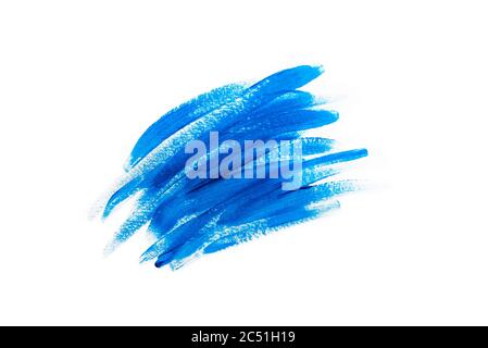 Beautiful textured blue brush strokes isolated on white background. Classic blue color. Trend of the year 2020 Stock Photo