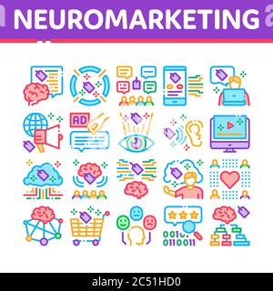 Neuromarketing Business Strategy Icons Set Vector Stock Vector