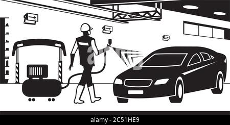 Car paint service – vector illustration Stock Vector