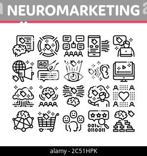 Neuromarketing Business Strategy Icons Set Vector Stock Vector