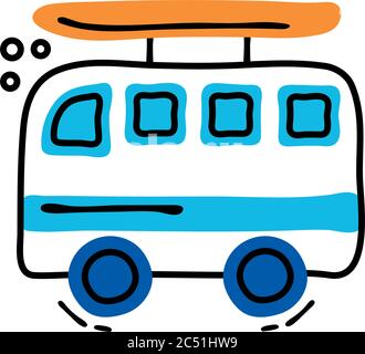 van with surfboard line and fill style vector illustration design Stock Vector