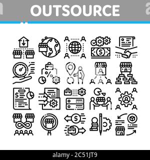 Outsource Management Collection Icons Set Vector Stock Vector