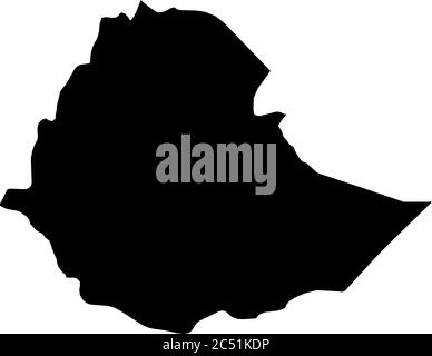 Ethiopia - solid black outline border map of country area. Simple flat ...