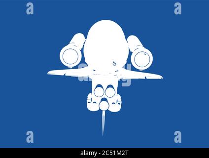 spacecraft silhouette on blue background vector Stock Vector