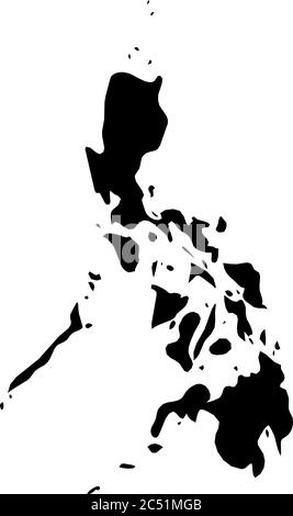 Philippines - Solid Black Outline Border Map Of Country Area. Simple 