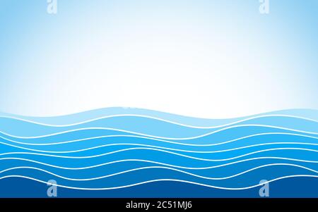 Abstract ocean sea wave with blue sky landscape vector background illustration Stock Vector