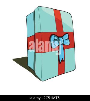 Blue gift box with a ribbon Stock Vector