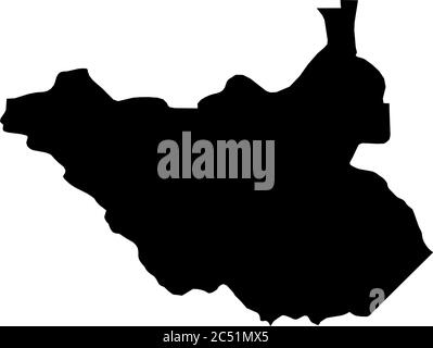 South Sudan - solid black silhouette map of country area. Simple flat vector illustration. Stock Vector