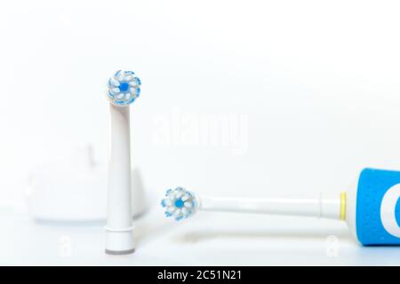 Electric toothbrush on a white background Stock Photo