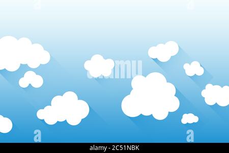 Bright atmosphere white clouds on top blue sky landscape vector background design illustration Stock Vector