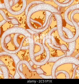 Snake exotic pattern. Snake skin. Vector illustration. Reptiles seamless pattern Stock Vector
