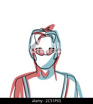 Poster with a boy wearing a mask Stock Vector