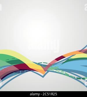 Colorful bright lines in wavy abstract background Stock Vector