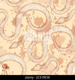 Snake exotic pattern. Snake skin. Vector illustration. Reptiles seamless pattern Stock Vector