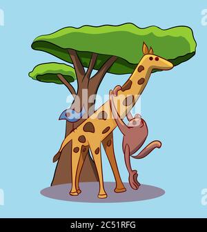 cute and simple vector cartoon animals isolated Stock Vector