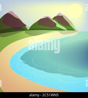 Beach view summer landcape vector background Stock Vector