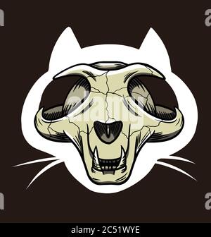cector cartoon shape of cat head with skull Stock Vector