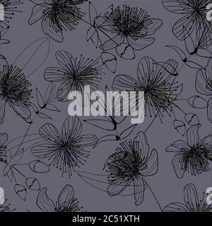 Elegance BLACK flowers on a gray background. The flowers are tender pattern. LACE Stock Vector