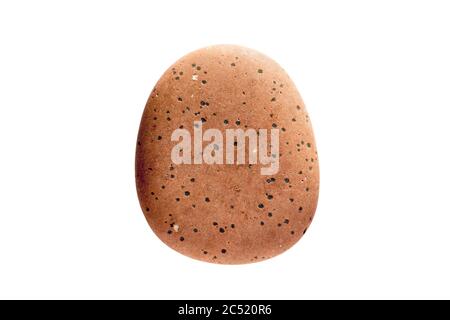 Oval textured red granite pebble stone isolated on white background Stock Photo
