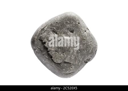 Big natural grey square shaped stone isolated on white background Stock Photo