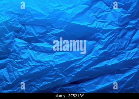 Abstract blue crumpled paper texture for background or backdrop use Stock Photo