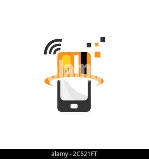 Smartphone mobile payment logo design vector. Mobile payment method illustration Stock Vector
