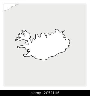 Map of Iceland black thick outline highlighted with neighbor countries. Stock Vector