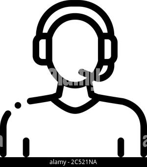 webshop call center operator icon vector outline illustration Stock Vector