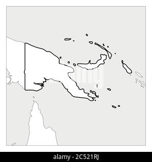 Map of Papua New Guinea with neighbor countries pinned on world map ...