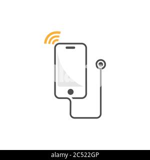 Online smart mobile doctor vector technology logo design template. Stethoscope with mobile phone logo design Stock Vector