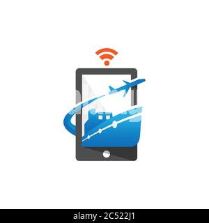 Online smart travel mobile vector technology logo design template Stock Vector