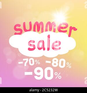 Summer sale discount falls from cloud Stock Vector