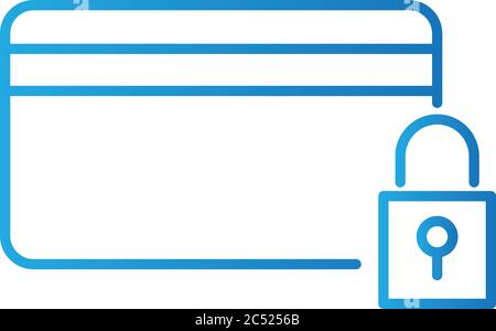 credit card with padlock payment online gradient style icon vector illustration design Stock Vector