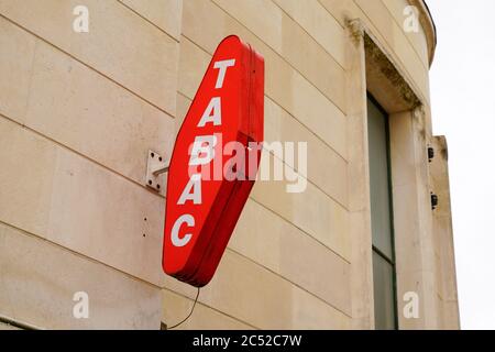 Bordeaux , Aquitaine / France - 06 20 2020 : tobacco text sign and logo of French store of tabac Stock Photo