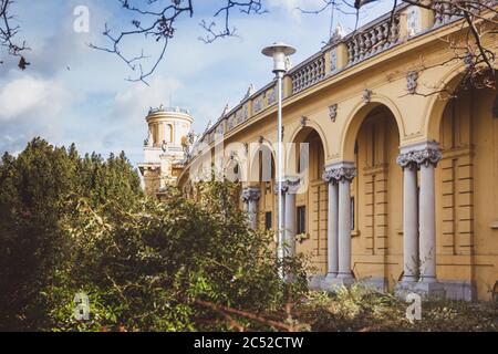 The exterior of the Palace that houses the Szechenyi Baths in Budapest, Hungary. Stock Photo