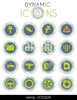 Car service simply dynamic icons Stock Vector