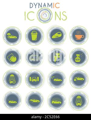 Car wash dynamic icons Stock Vector