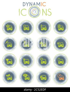 Car service simply dynamic icons Stock Vector