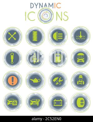 car service dynamic icons Stock Vector