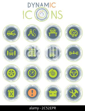 car service dynamic icons Stock Vector